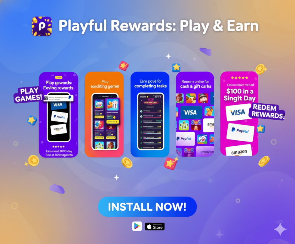 Play to Earn, Mobile Gaming Rewards, Earn Cash Playing Games, Gift Card Rewards App, Playful Rewards, Passive Income Apps, Win Money Games, Android Gaming, iOS Gaming, Online Rewards.
